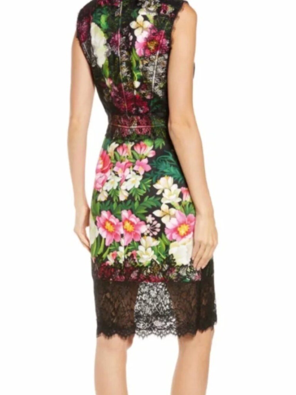 Tadashi Shoji Black Lace Floral Print Sheath Dress - Picture 14 of 14